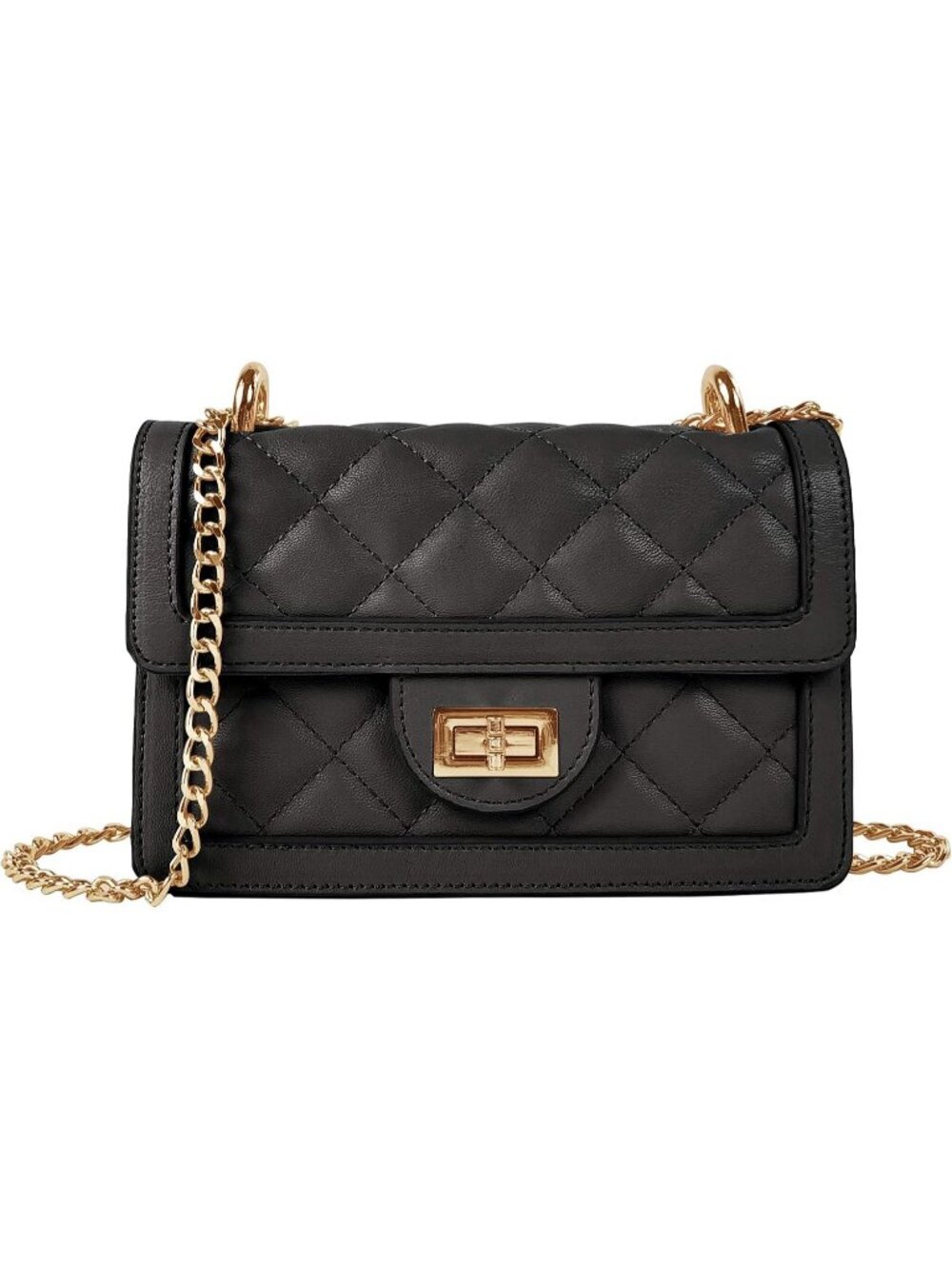 Women's Black Quilted Mini Small Shoulder Wallet Purse Crossbody Bag